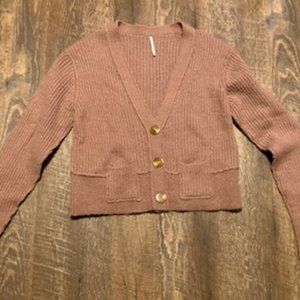 Free People Mauve 3 Button Cardigan M Wool/ Alpaca Blend